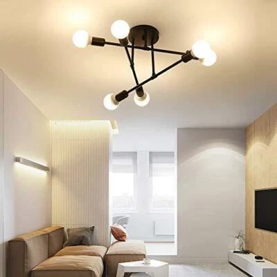 IDOR STORE LAMAPADARIO SOSPENSIONE Nero LUCE Fredda CON 6 Bracci E27 LAMPADE ESCLUSE