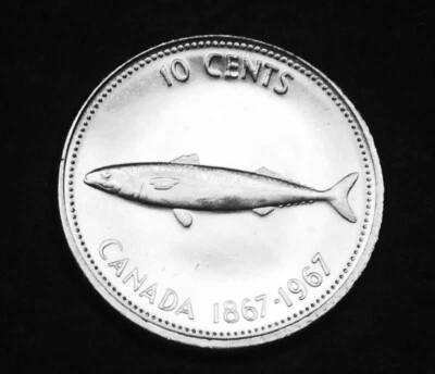 1967 10¢ silver proof like coin from set in original mint cellophane  UNC - Image 1 of 2