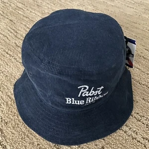 Pabst Blue Ribbon PBR Navy Blue Corduroy Bucket Hat Cap New Vintage Style Beer - Picture 1 of 7