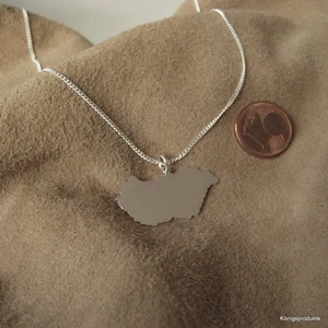 UNGARN Landkarte Anhänger mit 45 cm Panzerkette, 925er Silber, Magyarország - Bild 1 von 1