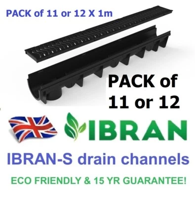 IBRAN 11,12,16,33 Heavy Duty Drain CHANNELS CORNERS & CAPS ECO Drain Drainage Channels