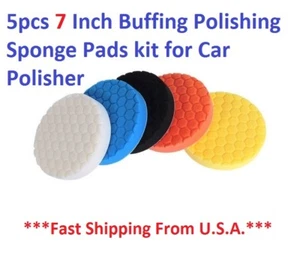 5Pcs 7inch Buffing Sponge Polishing Pad Kit Waxing Car Auto Polisher Use - Picture 1 of 8
