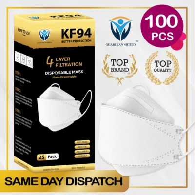 100Pcs KF94 Disposable Face Mask 3D Mouth Comfort Protective Masks 4 Layer-White - image 1 of 2