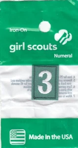 ~#3 Three~Junior Green Girl Scouts Troop Number Numeral Badge Patch ~Iron On~NEW - Picture 1 of 1