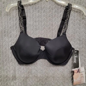 Paramour T Shirt Bra 38D Underwire Plunge Contour Lissa Black T135035 - Picture 1 of 9