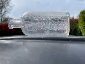 PALACE PHARMACY BLOOD & SWANTON SANTA CRUZ, CAL. OLD DRUG STORE BOTTLE - Picture 1 of 5