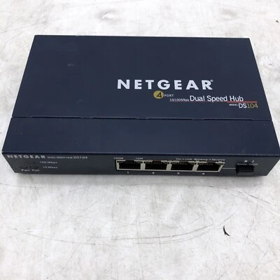 Netgear Dual Speed Hub Model DS104 without Cords 4 Ports TESTED FOR POWER - Image 1 of 4