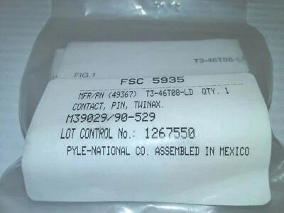  PYLE NATIONAL T3-46T08-LD M39029/90-529 CONTACT PIN TWINAX NIB - Image 1 of 3