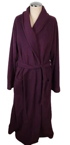 LL Bean Robe Winter Fleece Long Robe Wrap-Front Tie Purple Women's Size Medium - Picture 1 of 8