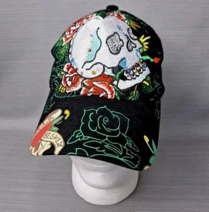 Y2K Embroidered Adjustable Baseball Cap Hat Skull Sparkle Rose Kills Slowly - Picture 1 of 15