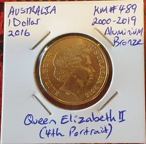 2016 Australia $1 Dollar. KM#489 UNC Queen Elizabeth II, Mob of Roos (MOR) - Picture 1 of 2