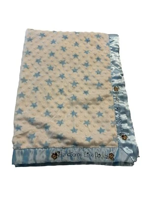 Just Born Monkey Blue Star Handsome Like Daddy Minky Dot Blanket Satin Trim Boy - Image 1 of 4