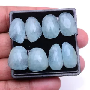 59.00 Cts Natural Aquamarine Untreated 4 Pairs/8 Pcs Rose Checker Cut Gemstones - Picture 1 of 10