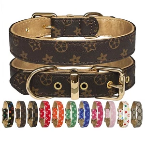 Luxury Leather Designer Dog Collar In XS, S, M, L, XL (Optional Leash Available) - Picture 1 of 11