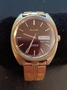 Vintage Bulova Set-O-Matic Automatic N7 Brown Dial Mens Watch Runs - Picture 1 of 13