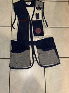 Vtg Seams Inc Sportswear Shooting Vest SZ 40 Blue Pockets/Dallas Gun Patches - Picture 1 of 23