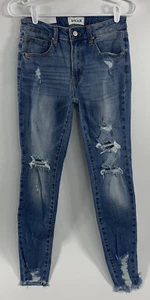 NEW Tricot Skinny Jeans Raw Hem Distressed Destroyed Women’s 5/27 Midrise NWT - Picture 1 of 9