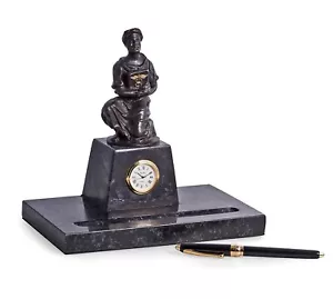 FATHER OF MEDICINE PEN HOLDER AND DESK CLOCK - DOCTORS OFFICE DESK ORGANIZER - Picture 1 of 1