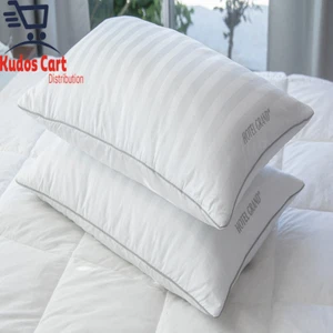 Hotel Grand Feather & down Rolled Pillow 2 Pack 100% Cotton 500 Tread Count Soft - Picture 1 of 12