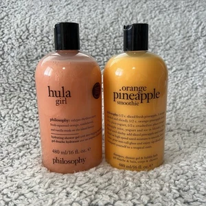 Lote de 2 champú, gel de baño y ducha Philosophy naranja piña HULA niña 16 oz NUEVO - Imagen 1 de 10