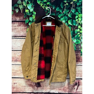 Chaqueta de Granero Estilo Carhartt Azul Marino Antigua Franela Forrada a Cuadros Pana Para Hombre XL Foto 1 de 4