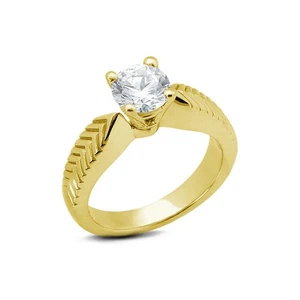 Vintage-Solitär-Verlobungsring 1/3 kt E SI1 runder natürlicher Diamant 14 kt Gold - Bild 1 von 4