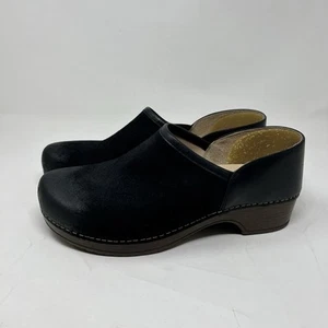 Dansko Brenna Clogs Black Burnished Suede Leather Women EU 41 US 10.5 11 Comfort - Picture 1 of 10