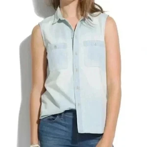 Banco da lavoro Chambray Madewell taglia XS lavaggio chiaro svasato - Foto 1 di 8
