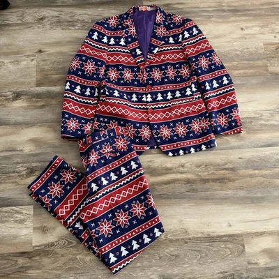OppoSuits Nordic Noel Holidays Christmas Suit Jacket & Pants Men’s 44 No Tie - Image 1 of 4