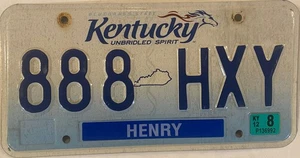 DREISTELLIGES 8 888 Nummernschild 888 HXY Repeating Kentucky KY Henry - Bild 1 von 7