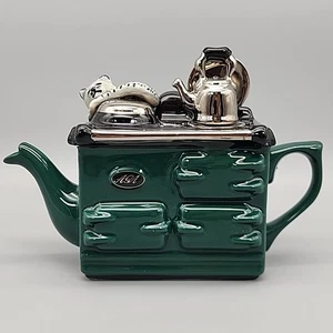 VTG The Teapottery UK AGA Stove Cat Teapot Ceramic Novelty Old Timey Kitchen - Picture 1 of 8