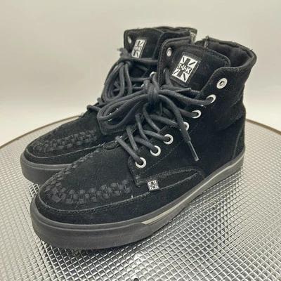 TUK Black Velvet Mondo Creeper Ankle Zip Up Sneakers Boots Size Womens 5 Mens 4 - Image 1 of 4