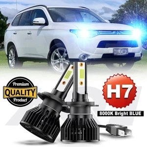 LED Headlight Bulbs Low Beam For Mitsubishi Outlander 2014-2016 8000K Ice blue - Picture 1 of 11
