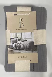Ellen Degeneres King Sham Pillow Case Marmont Pebble Grey 21” X 37” New Cotton - Picture 1 of 7