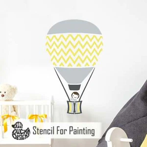 Plantilla de muebles de pared de vivero globo de aire caliente Chevron reutilizable Dizzy Duck - Imagen 1 de 2