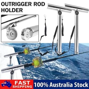 2X Outrigger Rod Pod Detachable Marine Fishing Rod Holder Boat Stainless Steel - Picture 1 of 16