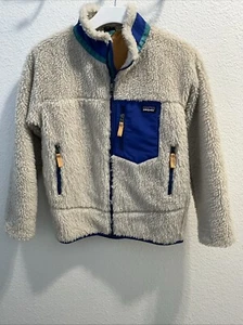 Patagonia Retro-X Deep Pile Fleece Jacket Kids Oatmeal Size L/12 - Picture 1 of 8
