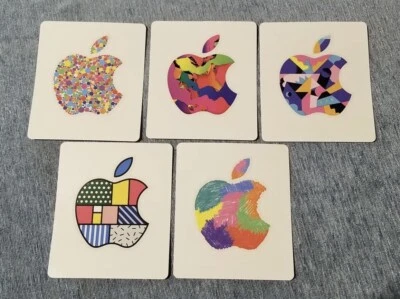 Apple Logo Decals Stickers 5 Pieces From Apple Gift Card New Artistic - Image 1 of 4