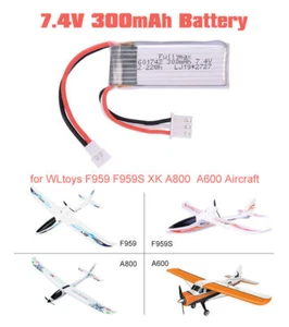 2pcs 7.4V 300mAh Li-Po Battery for WLtoys RC Airplane Aircraft XK A800 A600 - Picture 1 of 9