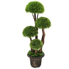 3 FT Artificial Cedar Topiary Tree In/Outdoor Fake Potted Plant W/ Rattan Trunk