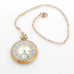 E. Howard Watch Co. 19J 14K Yellow Gold Pocket Watch W/Gold Filled Chain Ca.1923 - Picture 1 of 7