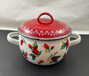 The Pioneer Woman Mini Dutch Oven Topf mit Deckel Emaille auf Stahl 3112JOC Rote Rosen - Bild 1 von 9