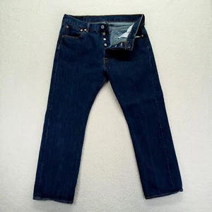 Jeans Levis 501 uomo 34x28 blu bottoni dritti fly denim lavaggio scuro americano - Foto 1 di 11