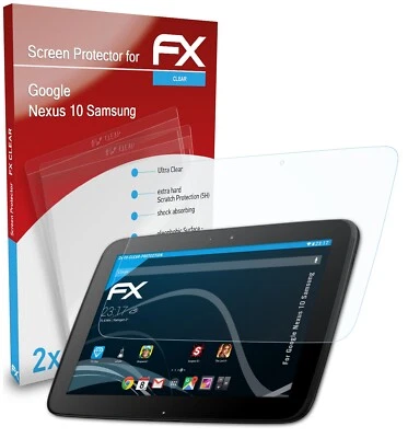 atFoliX 2x Película Protectora para Google Nexus 10 Samsung transparente - Imagen 1 de 4