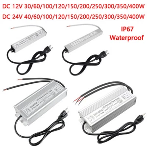DC 12V 24V 30W-400W LED Power Supply Driver Transformer Adapter IP67 Waterproof - Picture 1 of 30