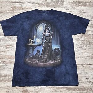 The Mountain Shirt Mens XXL Blue Short Sleeve Witch Witchcraft Black Cat Spooky