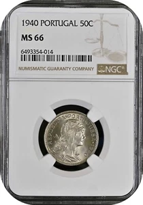 JT @ 50 Centavos 1940 Portugal NGC MS66 - Picture 1 of 2