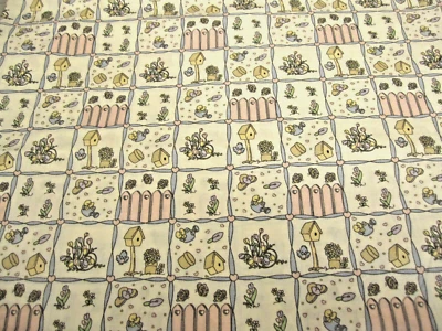 VTG PRECIOUS MOMENTS FABRIC  SPECTRIX 1996  Garden Scenes 2yd 26" x 44 - Image 1 of 4