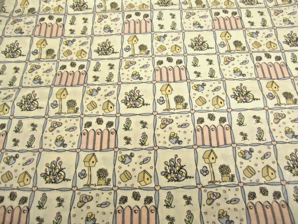 VTG PRECIOUS MOMENTS FABRIC  SPECTRIX 1996  Garden Scenes 2yd 26" x 44 - Image 1 of 4