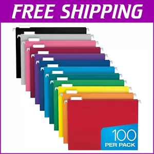 Eco-Friendly Hanging File Folders, 100 Letter Size with Customizable Labels - Picture 1 of 11